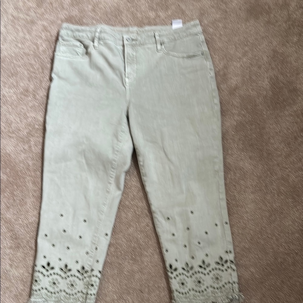 Women's Beige Embroidered Pants